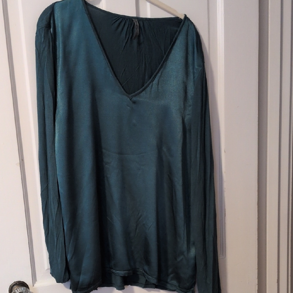 XCVI Teal Long Sleeve V-Neck Blouse